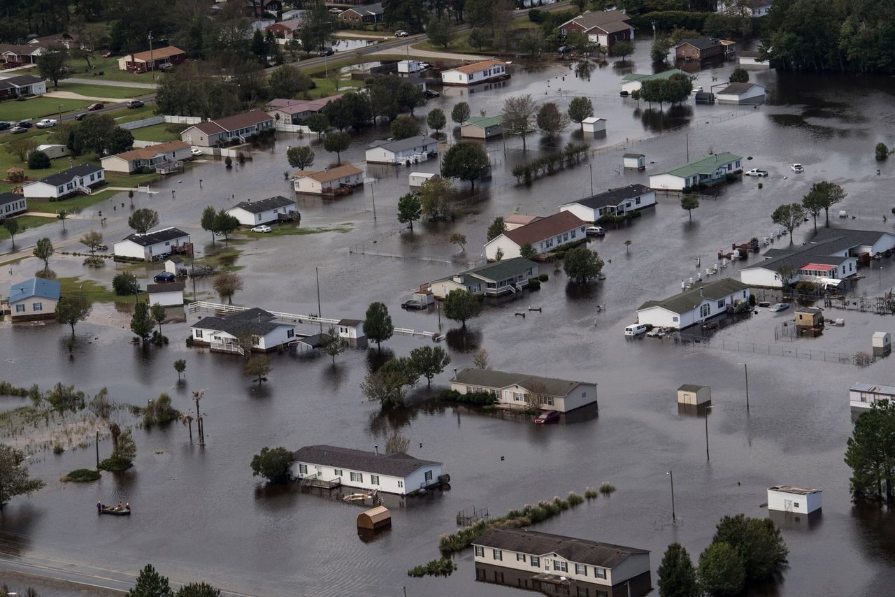 Flooding from Hurricane Florence is seen in Lumberton, North Carolina. 