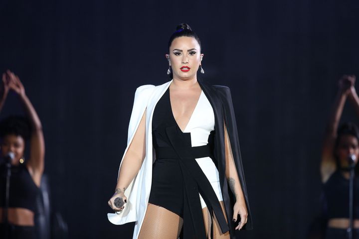 Demi Lovato performs at the Rock in Rio Lisboa a month before she was hospitalized. 
