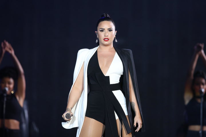 Demi Lovato performs at the Rock in Rio Lisboa a month before she was hospitalized.