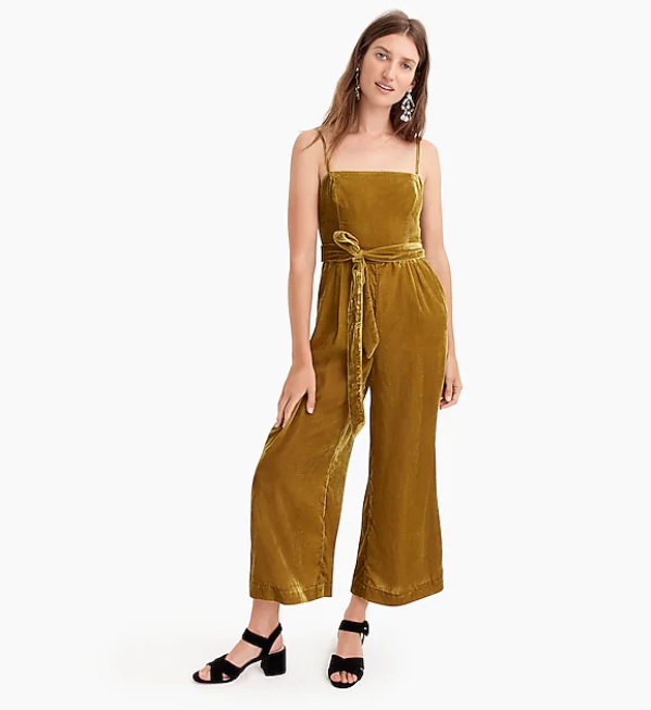 J crew best sale black velvet jumpsuit