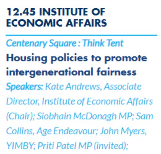 The listing for the fringe event on the Tories' conference agenda