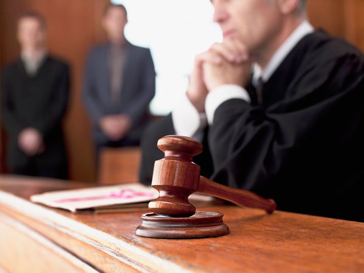 Judge and gavel in courtroom