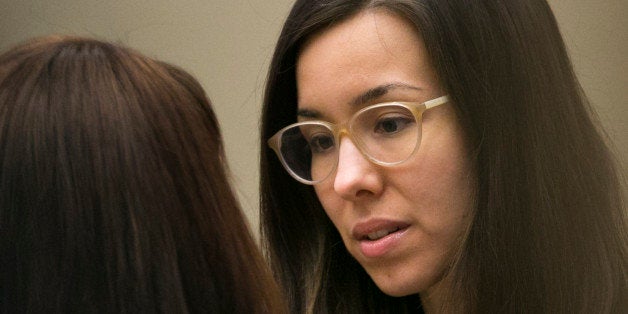 Jodi Arias looks at her attorney, Jennifer Willmott at the start of the sentencing phase on Thursday, Nov. 13, 2014 at Marico