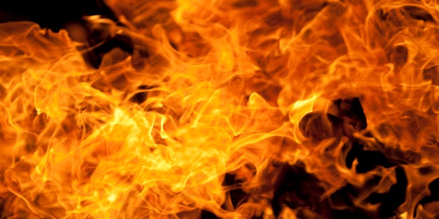 A closeup of a blazing fire.