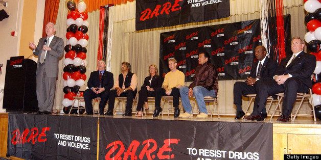 403699 04: Celebrity panels participate on stage during a rally for the proclamation of National D.A.R.E. (Drug Abuse Resistance Education) Day April 11, 2002 in North Hollywood, CA. (Photo by Robert Mora/Getty Images)