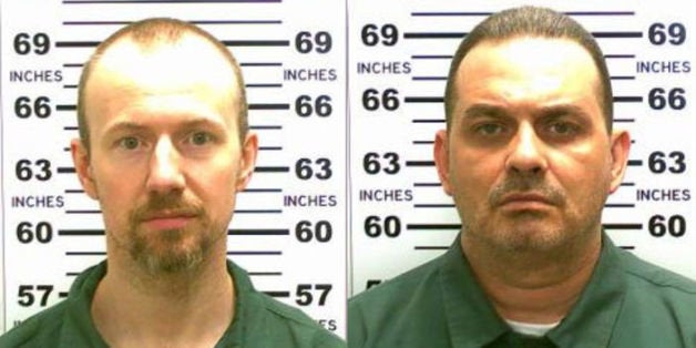 UNDATED: In this handout from New York State Police, convicted murderers David Sweat (L) and Richard Matt are shown i n thi