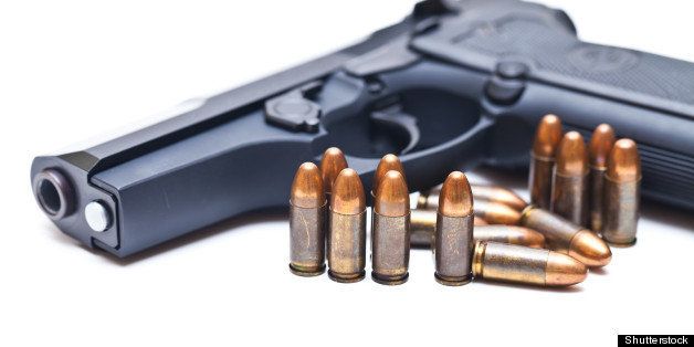 9 mm black handgun isolated on...