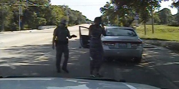 In this July 10, 2015, frame from dashcam video provided by the Texas Department of Public Safety, trooper Brian Encinia arrests Sandra Bland after she became combative during a routine traffic stop in Waller County, Texas. Bland was taken to the Waller County Jail that day and was found dead in her cell on July 13. (Texas Department of Public Safety via AP)