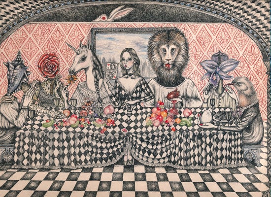 Alice Pleasance Liddell (aged 7 ½) steps through her drawing room mirror one November afternoon to discover she has become a 