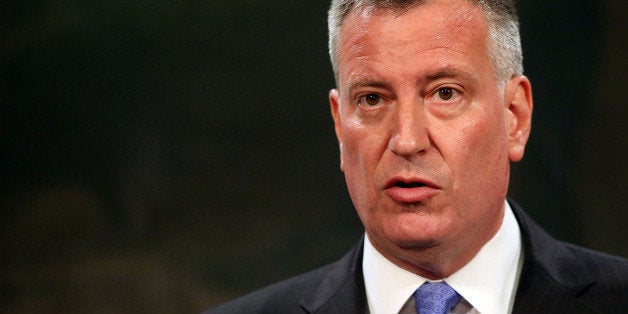 NEW YORK, NY - JULY 18: New York Mayor Bill de Blasio speaks to the media at a news conference to address the recent death of a man in police custody on July 18, 2014 in New York City. The mayor has promised a full investigation into the circumstances surrounding the death of Eric Garner after he was taken into police custody in Staten Island yesterday. A 400-pound, 6-foot-4 asthmatic, Garner (43) died after police put him in a chokehold outside of a conveinence store for illegally selling cigarettes. (Photo by Spencer Platt/Getty Images)