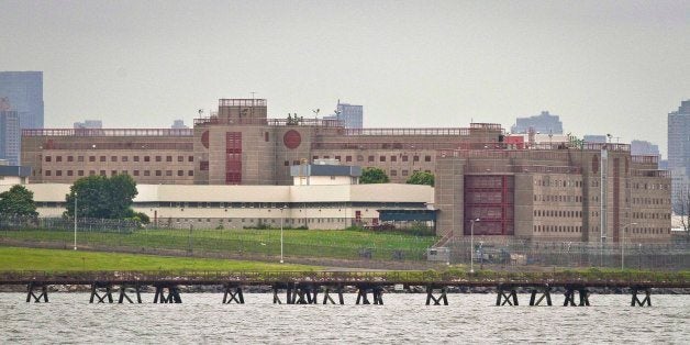FILE- In this June 11, 2014 file photo, the eastern section of Rikers Island jail complex in the Queens borough of New York i