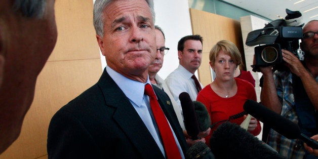 FILE - In this Thursday, July 25, 2013 file photo, Denver District Attorney Mitch Morrissey speaks with reporters following a court hearing at which he announced he will seek the death penalty for defendant Dexter Lewis in the killings of five people at a Denver bar in 2012, in Denver. Lewis was found guilty on Monday, Aug. 10, 2015, of stabbing five people to death in the bar and now could face the death penalty. (AP Photo/Brennan Linsley, file)