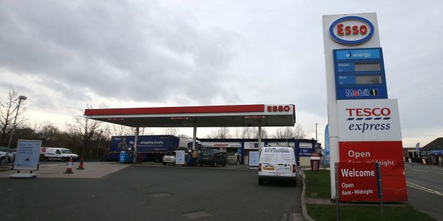 A general view of a Tesco express petrol station where a 50 ft tunnel was dug by thieves from nearby wasteland into the Tesco on Liverpool Road, Eccles. A significant amount of cash was taken from an ATM during the theft on Friday March 14th.