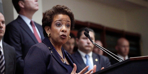 Attorney General Loretta E. Lynch announces an indictment against nine FIFA officials and five corporate executives for racke