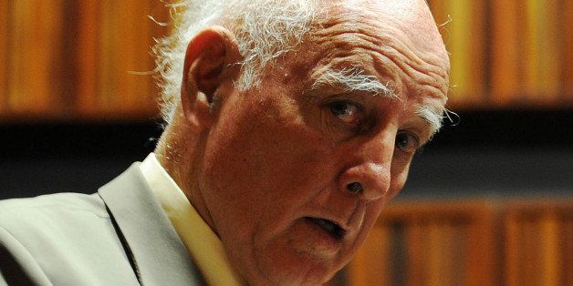 PALM RIDGE, SOUTH AFRICA - FEBRUARY 10: (SOUTH AFRICA OUT) Australian-born former tennis champion Bob Hewitt appears in the Johannesburg High Court, sitting in Palm Ridge on February 10, 2015 in Palm Ridge, South Africa. Hewitt has been appeared in court yesterday following allegations that he sexually abused three girls he coached in 1981 and 1982 respectively. One of Hewitt's alleged victims testified in court yesterday, on how he allegedly abused her on a tennis training trip to Sun City. (Photo by Mary-Ann Palmer/Foto24/Gallo Images/Getty Images)
