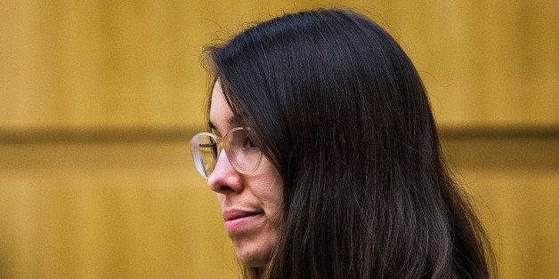 Jodi Arias listens in the Maricopa County Superior Court room of Judge Sherry Stephens in Phoenix, Wednesday, Oct. 22, 2014, as the penalty phase retrial continues. Arias was found guilty of first degree murder in the death of former boyfriend Travis Alexander, but the jury hung on the penalty phase, life in prison or the death sentence. (AP Photo/The Arizona Republic, Tome Tingle, Pool)