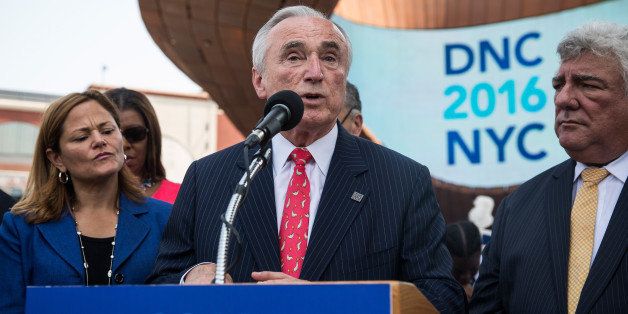 NEW YORK, NY - AUGUST 11: New York City Police Commissioner Bill Bratton speaks at a press conference pitching the borough of Brooklyn to host the 2016 Democratic National Convention (DNC) outside the Barclay Center on August 11, 2014 in the Brooklyn borough of New York City. Brooklyn will have to compete for the DNC alongside other cities including Philadelphia, PA and Columbus, OH. (Photo by Andrew Burton/Getty Images)