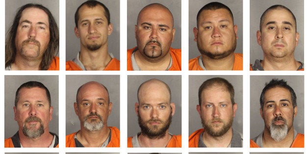 This combination of booking photos provided by the McLennan County Sheriff's office shows people arrested during the motorcyc