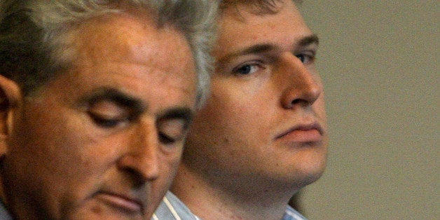BOSTON - APRIL 21: Philip H. Markoff (R), a Boston University medical graduate student, sits with his lawyer John Salsberg d