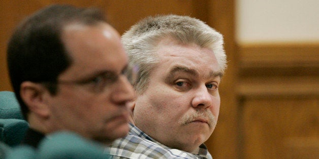 Steven Avery appears in a Calumet County courtroom during the opening day in his murder trial Monday, Feb. 12, 2007, in Chilt