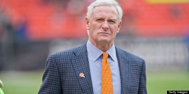 CLEVELAND, OH - NOVEMBER 04: Team owner Jimmy Haslam of the Cleveland Browns walks the field prior to the game against the Baltimore Ravens at Cleveland Browns Stadium on November 4, 2012 in Cleveland, Ohio. (Photo by Jason Miller/Getty Images)