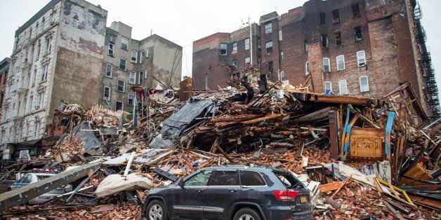 FILE - In this March 27, 2015, file photo, a pile of debris remains at the site of a building explosion in the East Village neighborhood of New York. While officials caution that they arenￃﾢￂﾀￂﾙt certain of the cause of last weekￃﾢￂﾀￂﾙs blast in New Yorkￃﾢￂﾀￂﾙs East Village, it is highlighting a long-known problem with potentially deadly consequences: untrained schemers rigging up pipes to save money by siphoning natural gas. (AP Photo/The New York Times, Nancy Borowick, Pool, File)