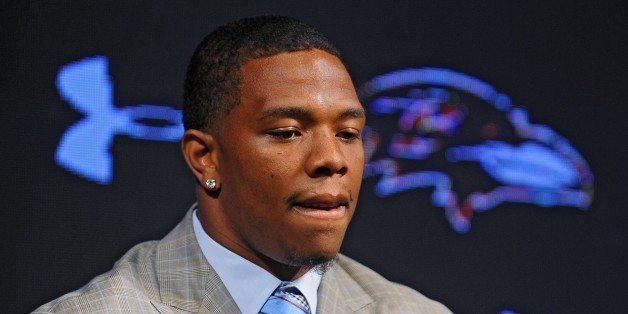 Ravens running back Ray Rice and his wife Janay made statements to the news media May 5, 2014, at the Under Armour Performance Center in Owings Mills, Md, regarding his assault charge for knocking her unconscious in a New Jersey casino. On Monday, Sept. 9, 2014, Rice was let go from the Baltimore Ravens after a video surfaced from TMZ showing the incident. (Kenneth K. Lam/Baltimore Sun/MCT via Getty Images)