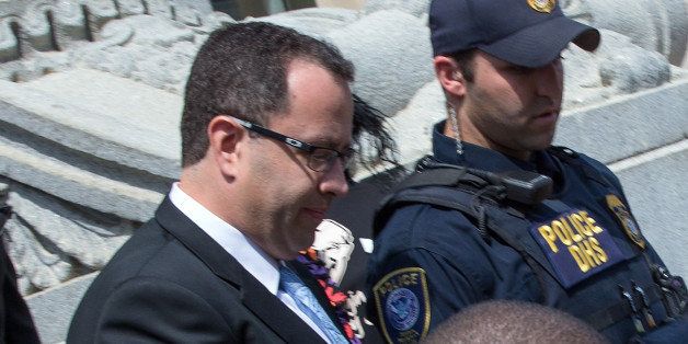 INDIANAPOLIS, IN - AUGUST 19: Jared Fogle leaves the courthouse on August 19, 2015 in Indianapolis, Indiana. Fogle was part of a Federal Investigation which included a raid of his home in July 2015. (Photo by Joey Foley/Getty Images)