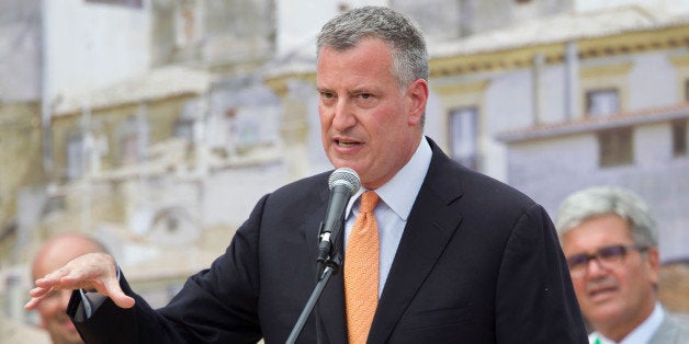 GRASSANO, ITALY - JULY 24: New York City mayor Bill de Blasio speaks during a ceremony to receive honorary citizenship durin