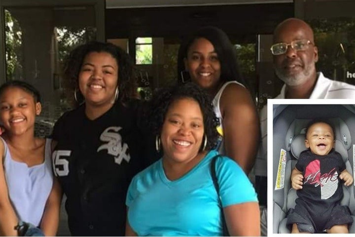 The Murphy-Johnson family with Lesha Murphy-Johnson (front-center) and son, Adam (inset).
