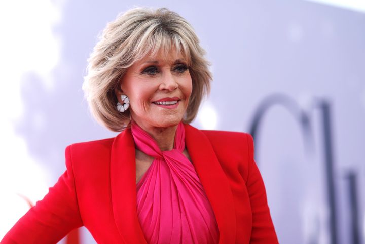 Jane Fonda poses at the premiere of her new movie
