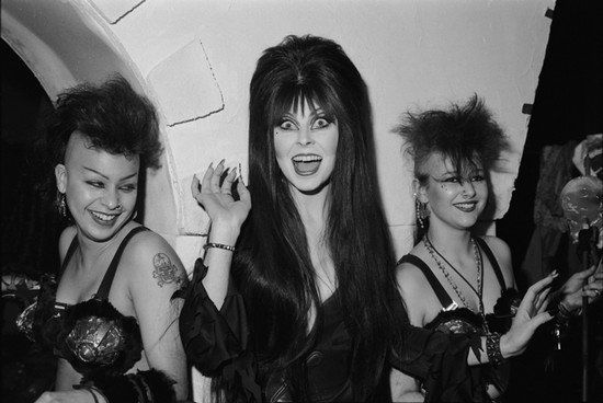 Cassandra Peterson with two punk girls in New York City.