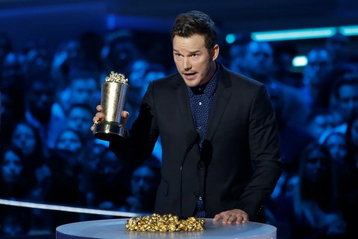 Chris Pratt accepts the Generation Award at the MTV Movie & TV Awards in Santa Monica, California, on June 16, 2018.