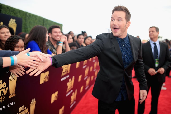 Pratt greets fans at the 2018 MTV Movie & TV Awards.