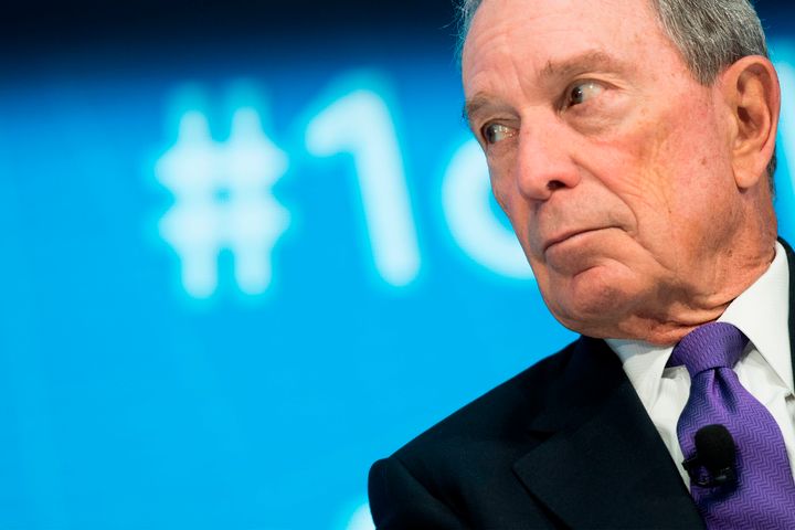 Former New York City Mayor Mike Bloomberg speaks at the International Monetary Fund in Washington, D.C., on April 19, 2018.