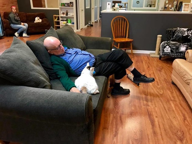 75-Year-Old Volunteer Visits Animal Shelter Every Day And Naps With