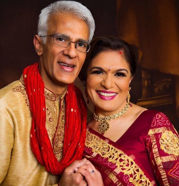 Suresh Vaghela and his wife Rekha at their god-daughters wedding