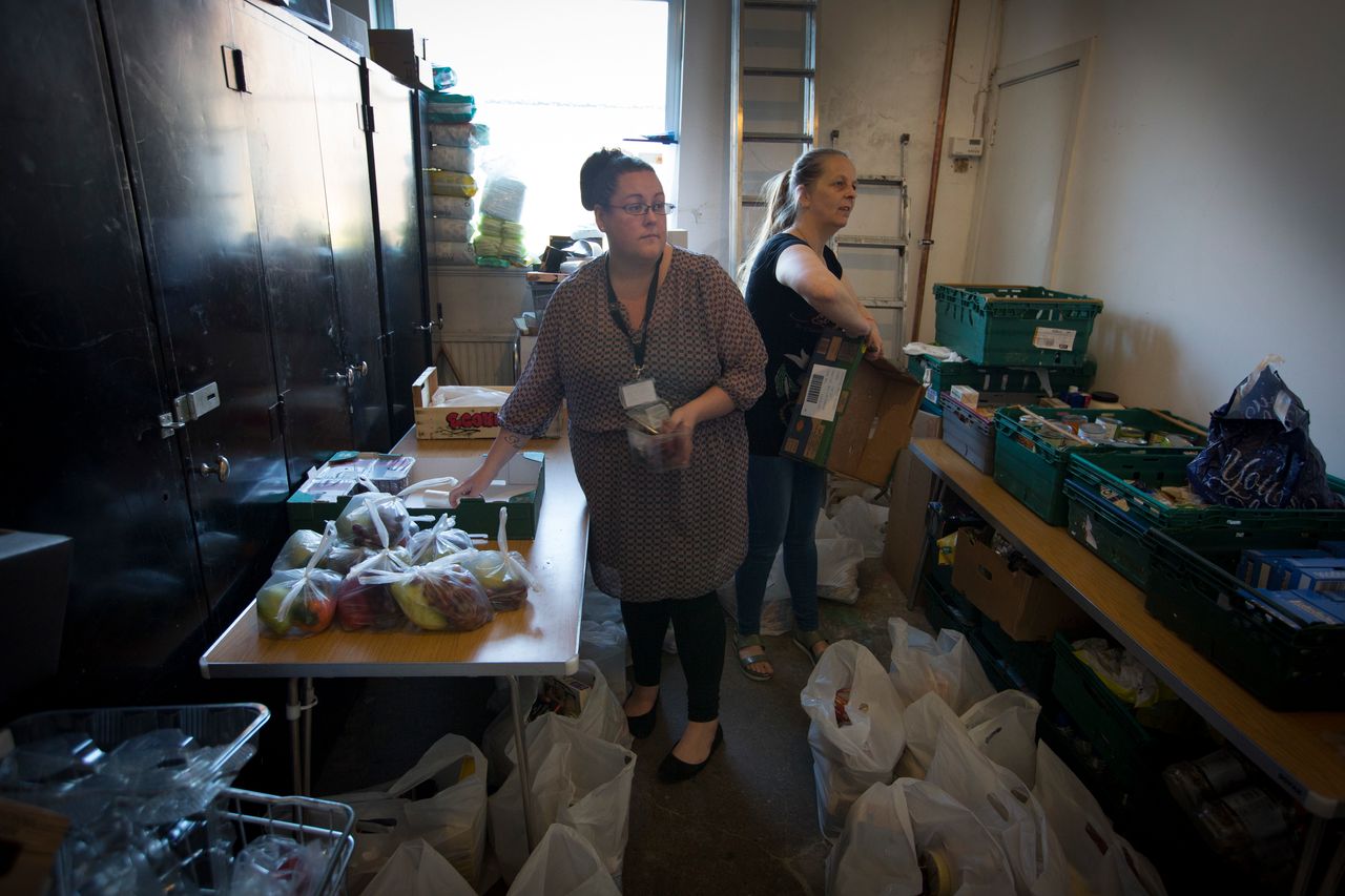 Volunteers at the Orchard food bank in Garston, Liverpool.