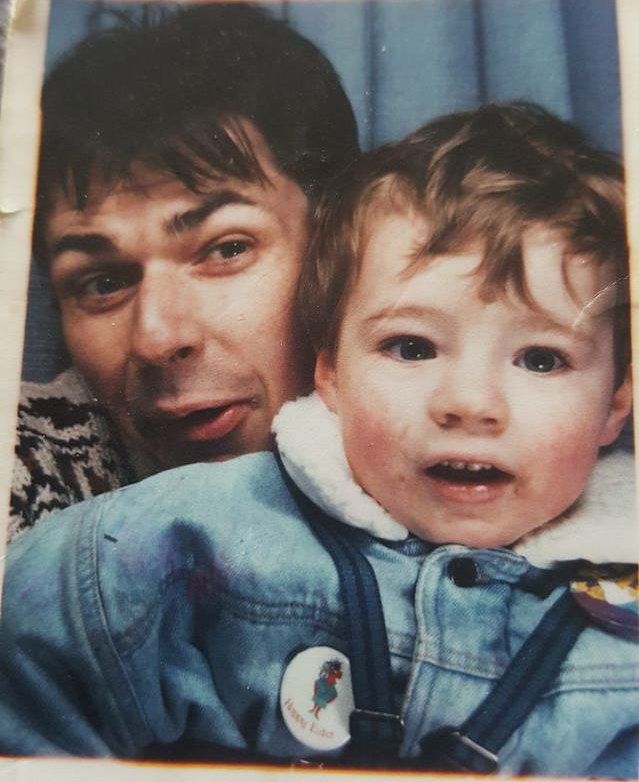 Jason Evans as a toddler with his father Jonathan