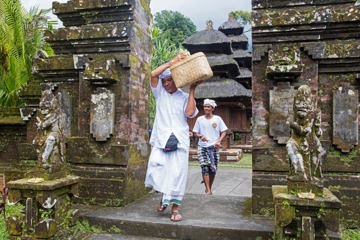 Pilgrims visiting Pura Luhur Batukaru, a Hindu temple in Bali, Indonesia.