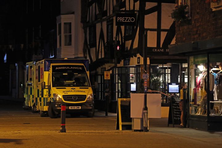 Ambulances outside the Prezzo restaurant in Salisbury on Sunday