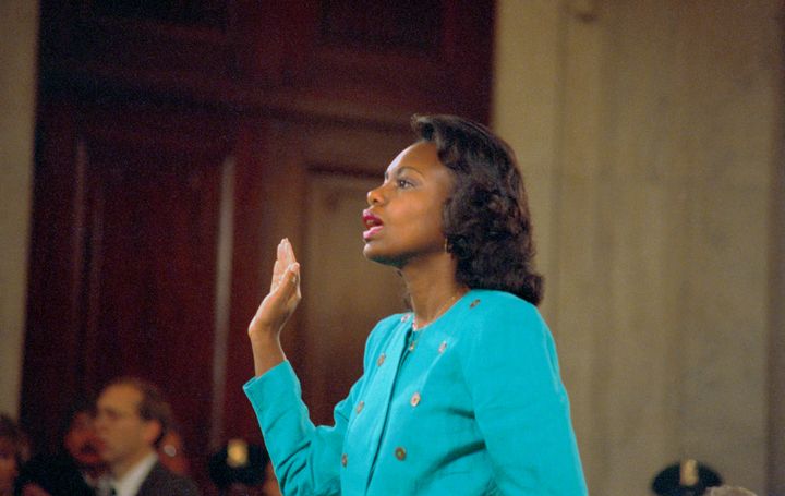 Law professor Anita Hill testified before a Senate Judiciary Committee composed entirely of white men in 1991.