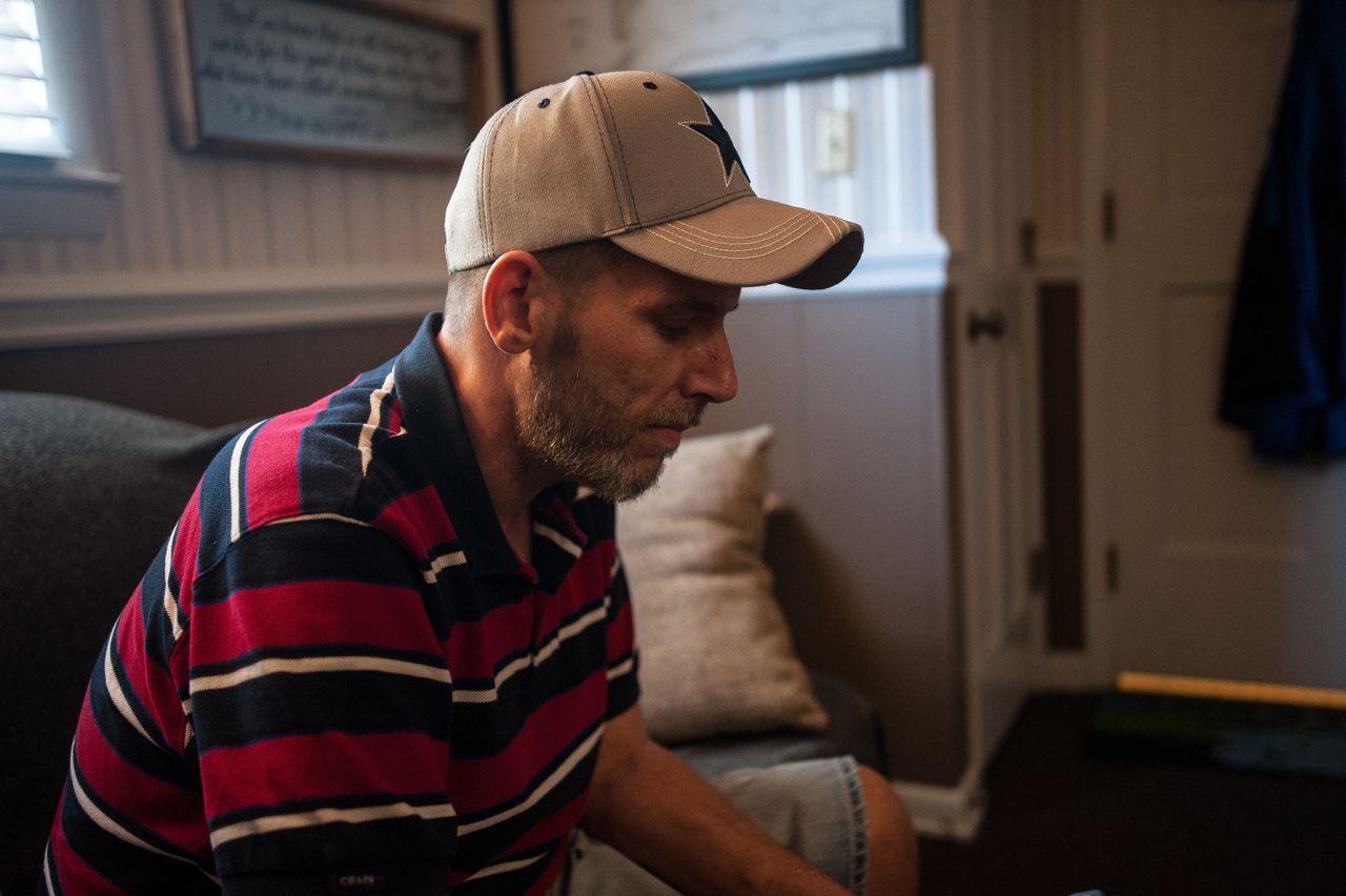 Shaun Lewis sits in the Carolina Treatment Center of Fayetteville on Wednesday.