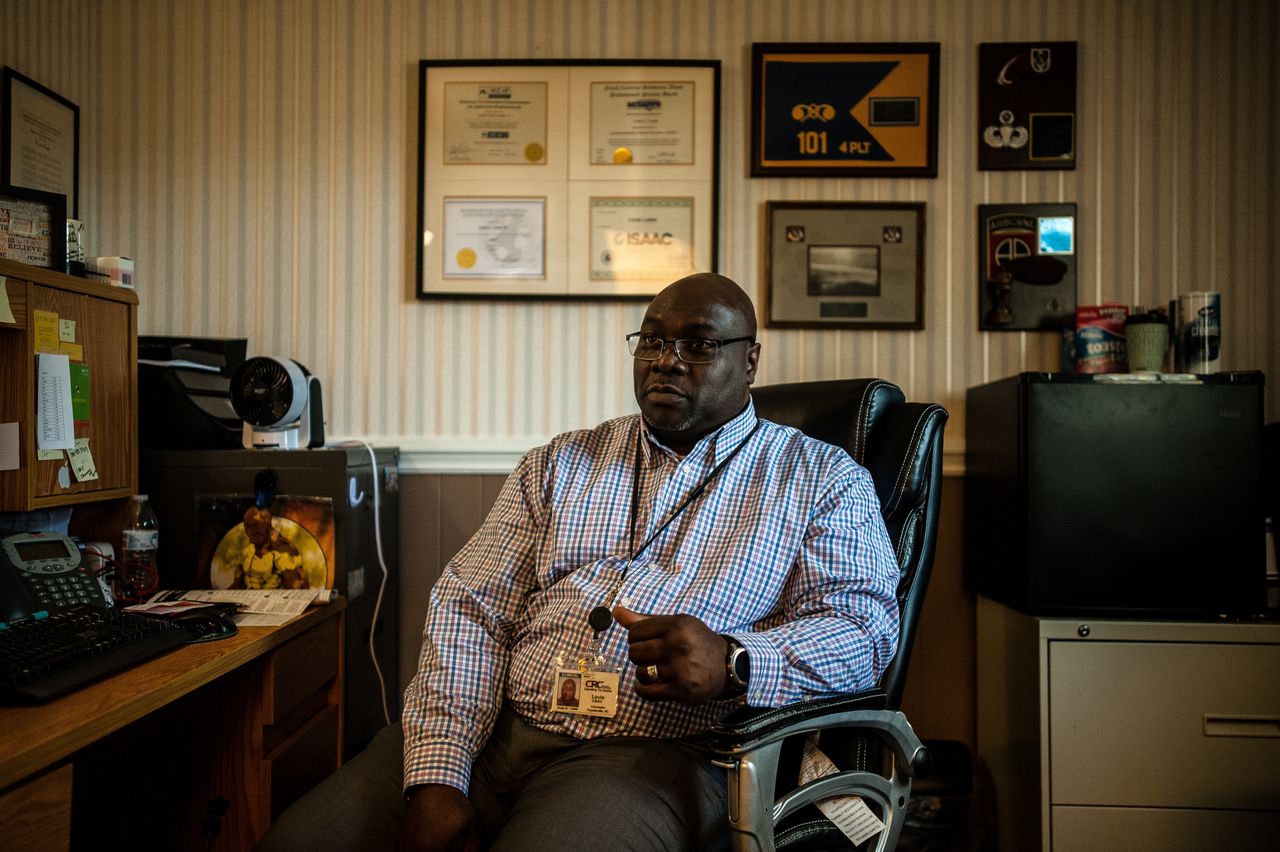 Clinic director Louis Leake in his office at the Carolina Treatment Center of Fayetteville on Wednesday.