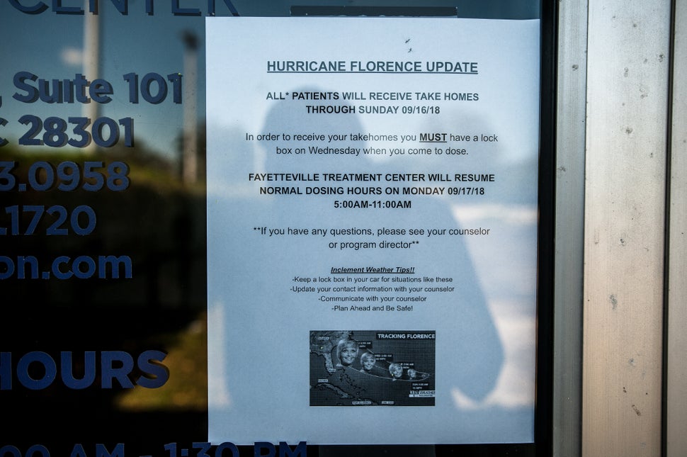 A sign on the closed Fayetteville Treatment Center, which was supposed to reopen on Sept. 17. Due to its proximity to the Cap