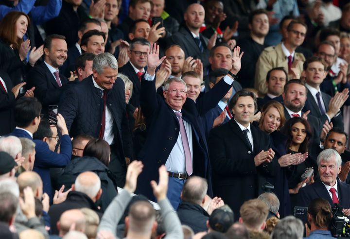 Sir Alex Ferguson waves to fans prior to the Premier League match between Manchester United and Wolverhampton Wanderers at Old Trafford on Saturday.
