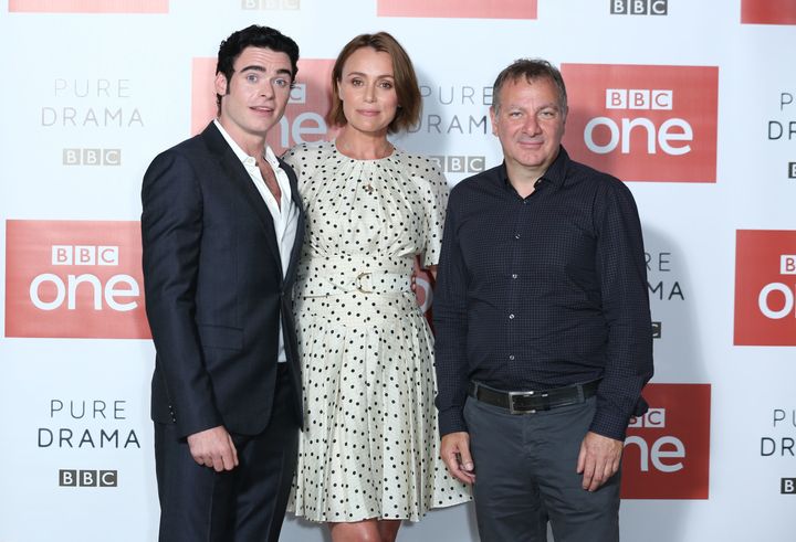 'Bodyguard' actors Richard Madden and Keeley Hawes with Jed Mercurio