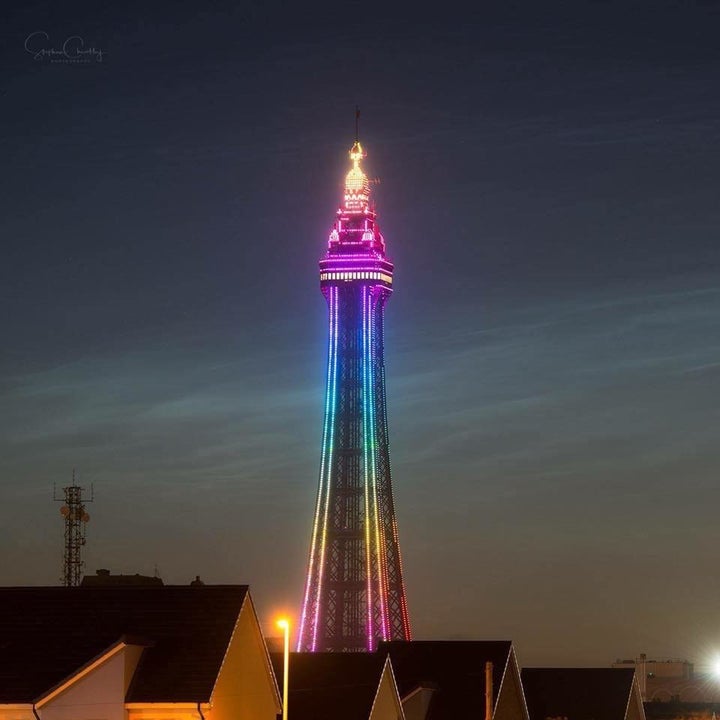 Blackpool Tower was lit up in rainbow colors in solidarity with LGBTQ people during the weekend of the Lancashire Festival of Hope.