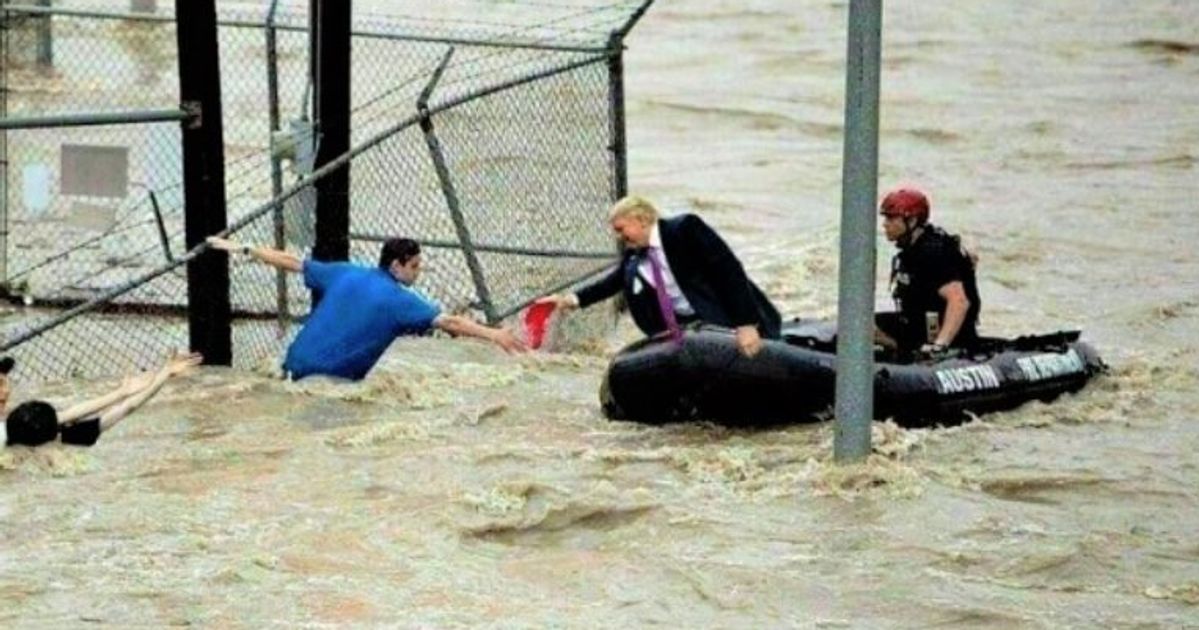 Fake Photo Of Trump Rescuing Flood Victims Goes Viral Huffpost News