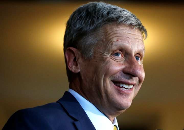 Gary Johnson in Chicago during his 2016 presidential run. A candidate in this year's race for a U.S. Senate seat from New Mexico, he has said he thinks the federal government must reduce Social Security benefits and possibly increase the minimum retirement age.
